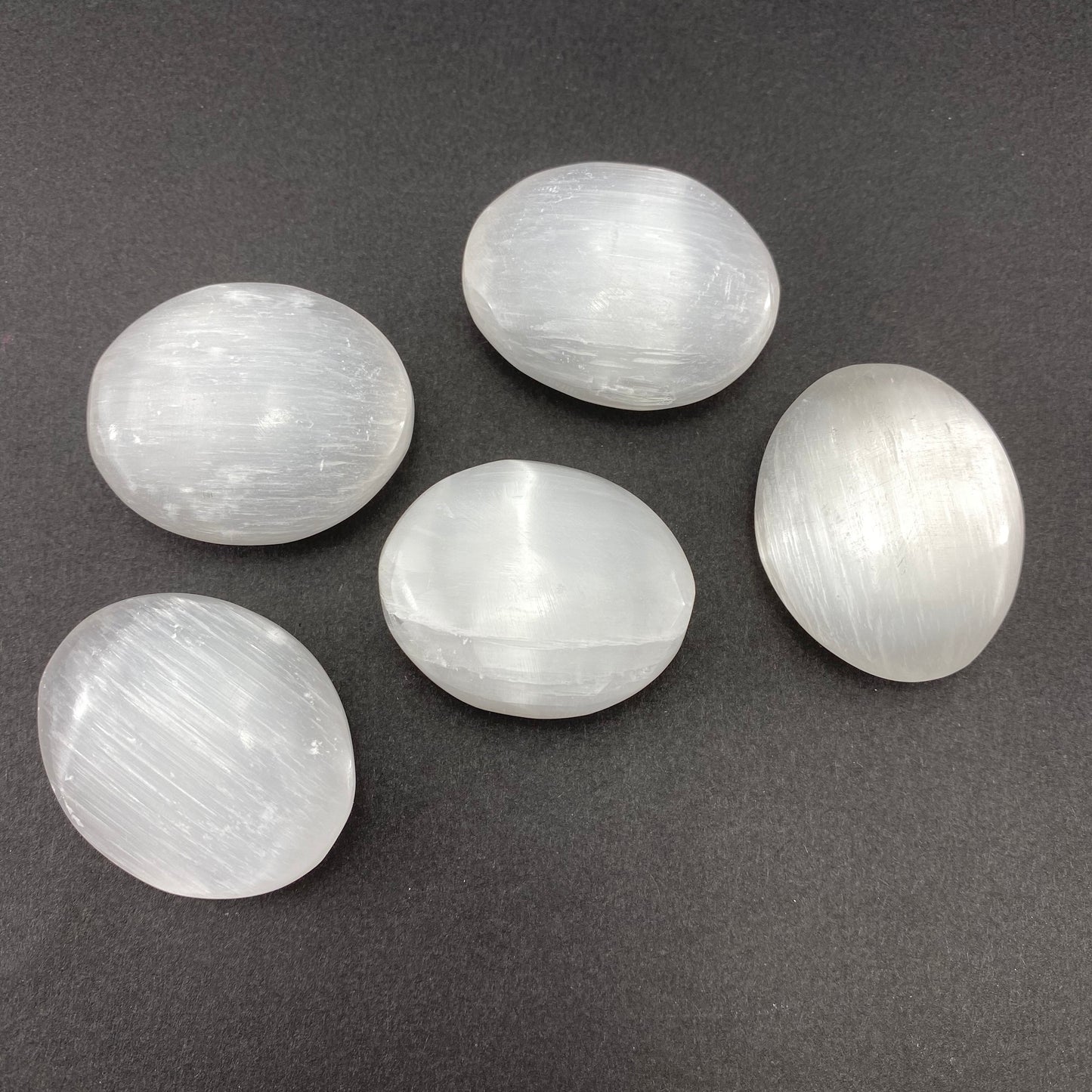 Mini Selenite Palm, Selenite Worry Stone, Selenite Pocket Stone, Polished Selenite
