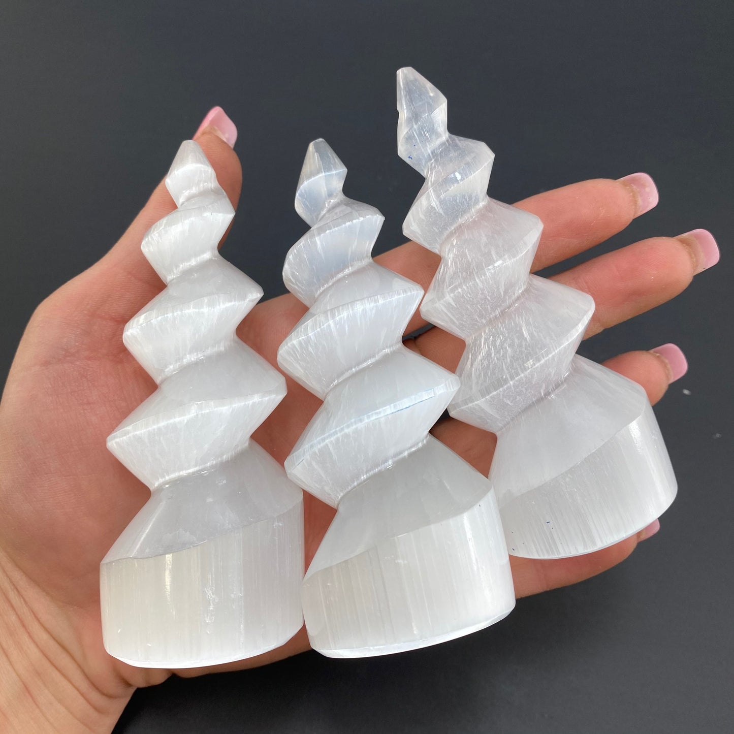 Mini Selenite Spiral, Polished Selenite Spiral, Selenite Unicorn Spiral, Selenite Swirl