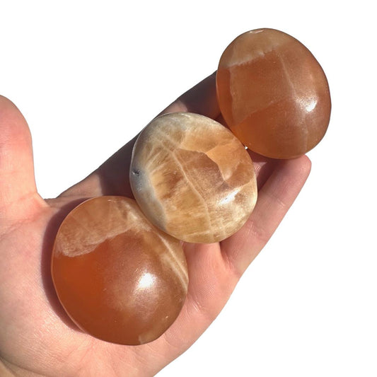 Honey Calcite Palm Stone