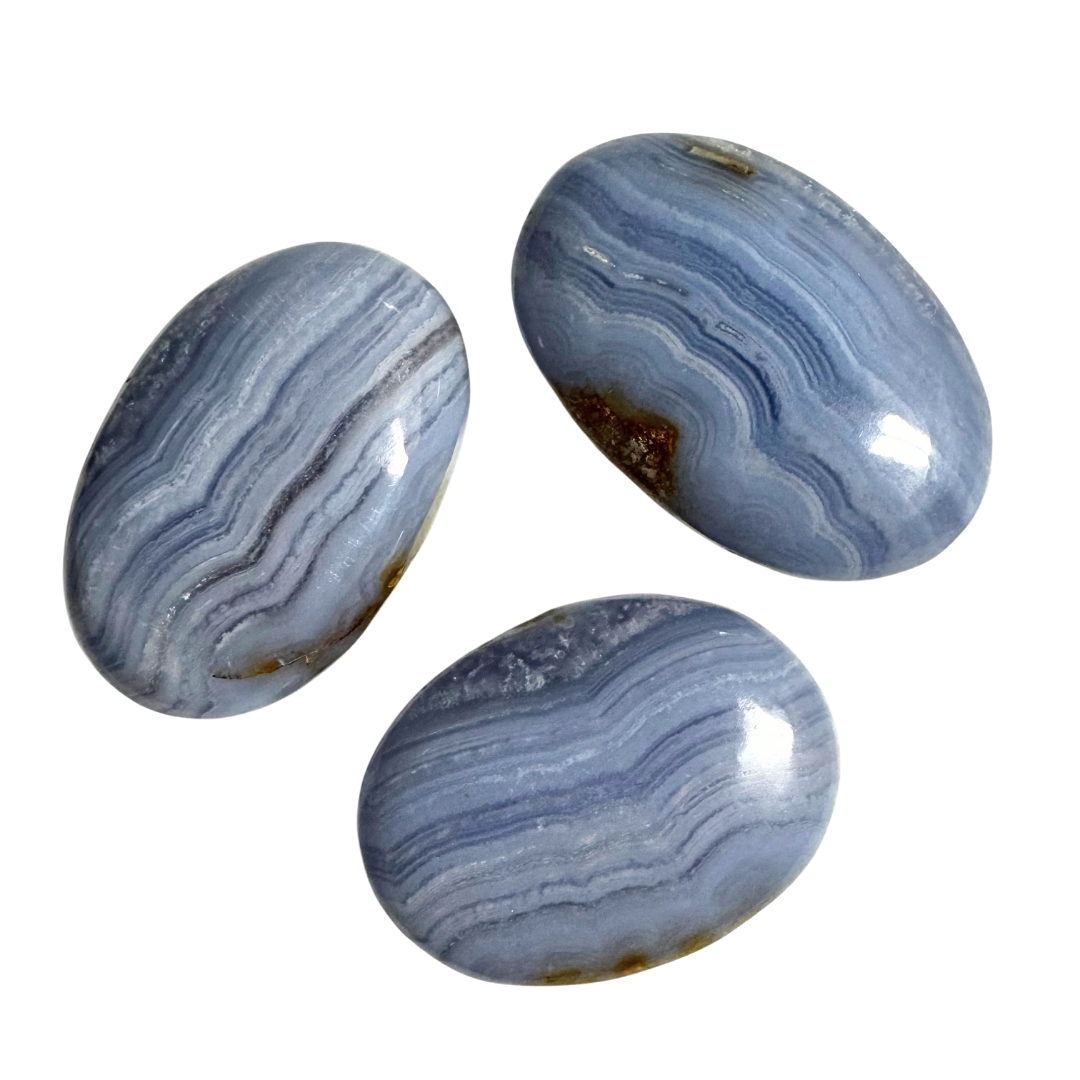 Blue Lace Agate Palm Stone