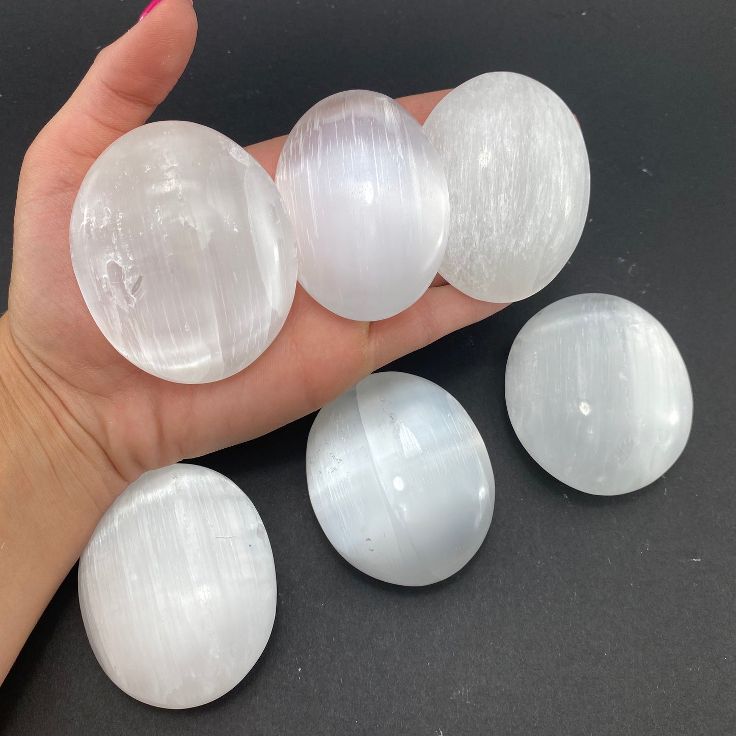 Selenite Palm Stone