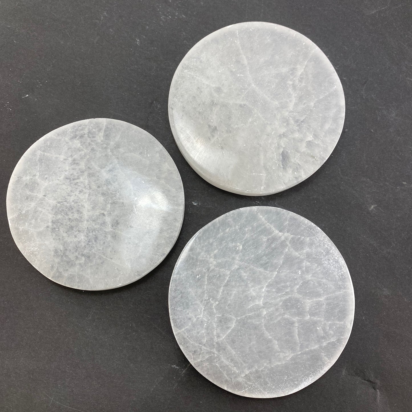 Small Circle Selenite Flat Plate