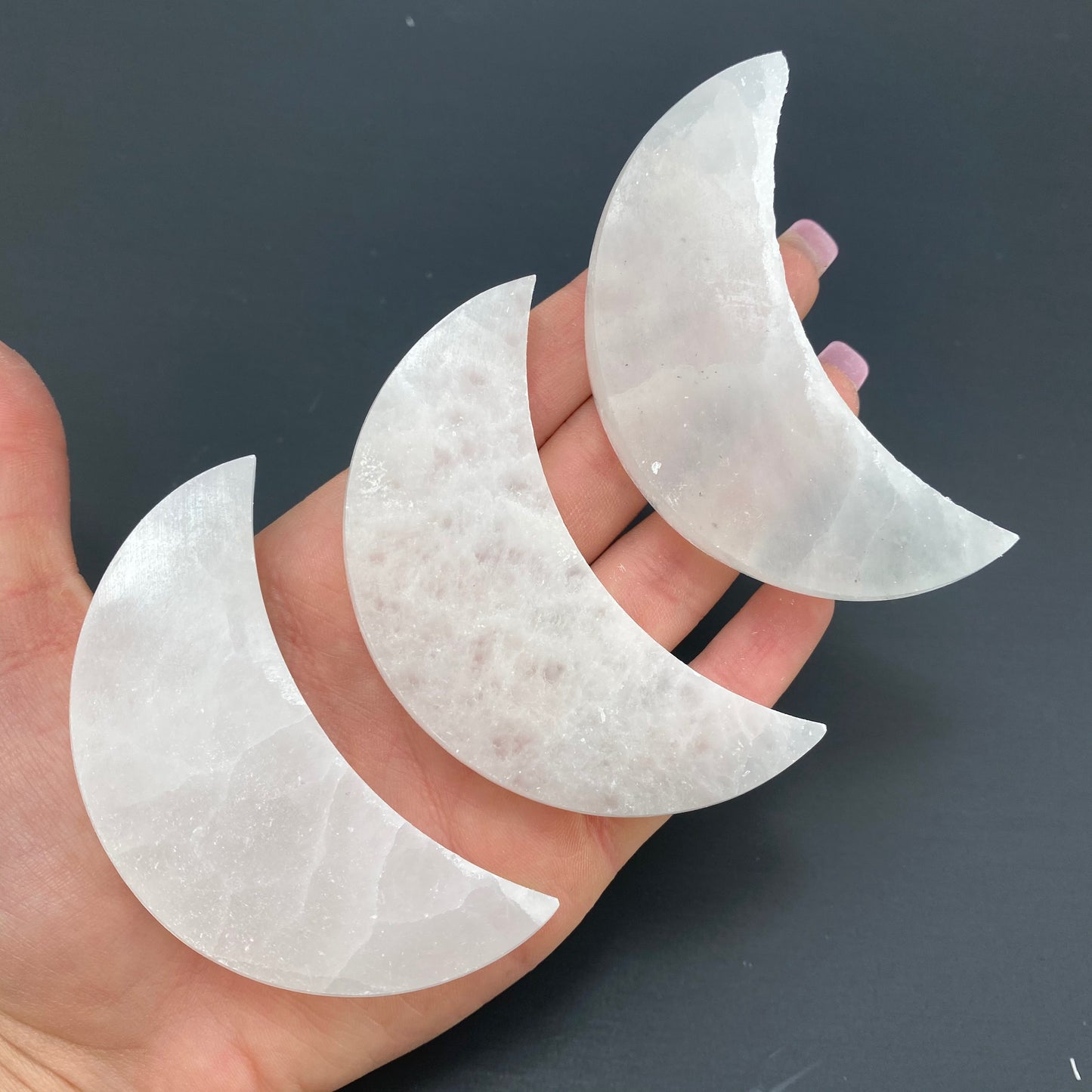 Small Selenite Flat Moon