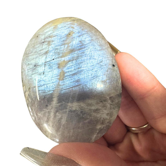 Blue Flash Moonstone/Sunstone Palm Stone