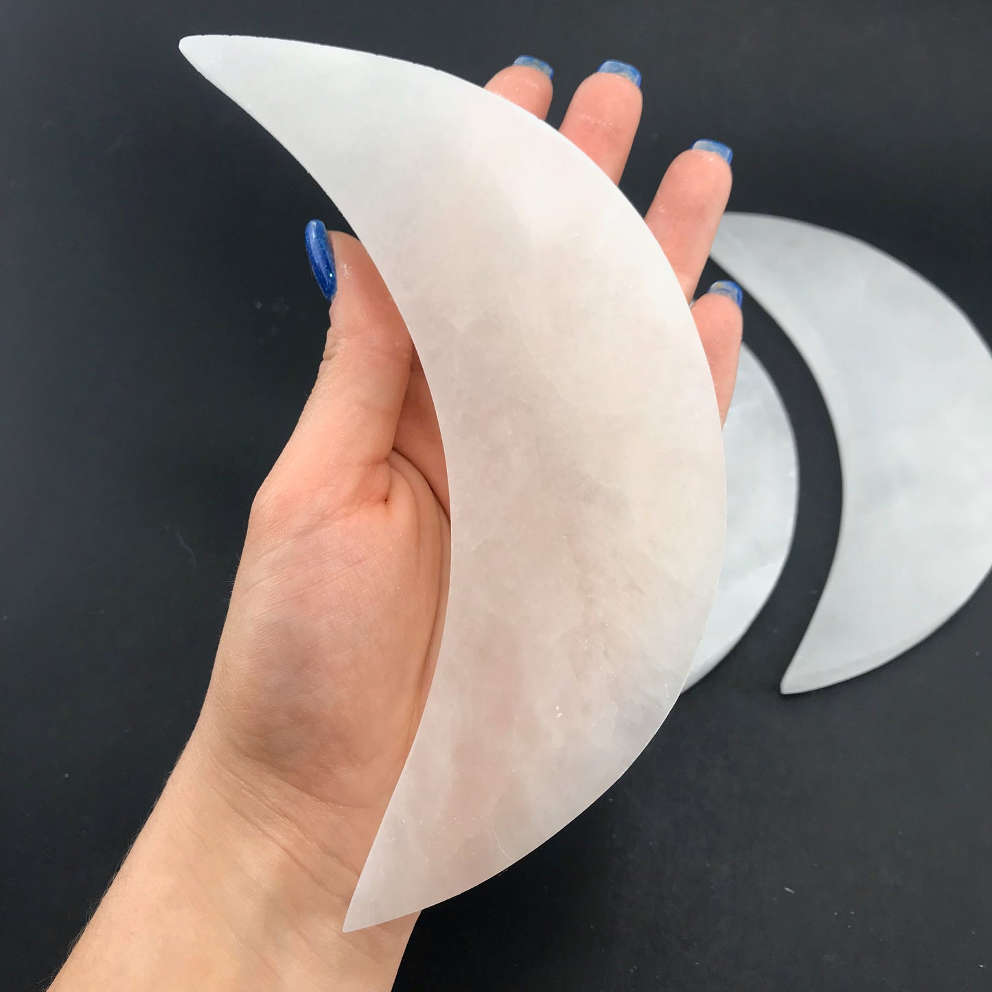 Large Selenite Flat Moon