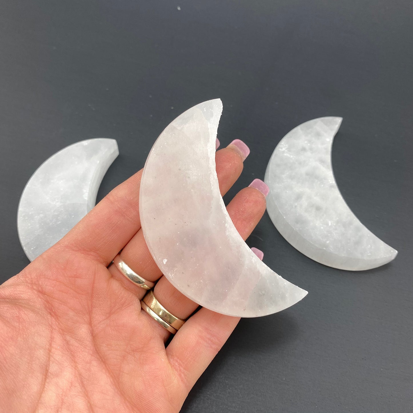 Small Selenite Flat Moon