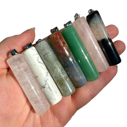 Gemstone Cylinder Pendant